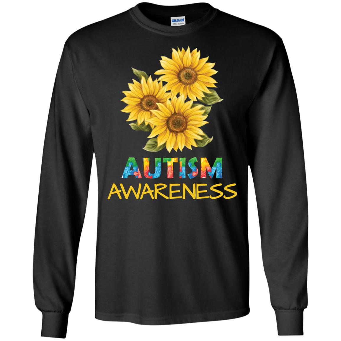 Autism Awareness Sunflower Shirt Black