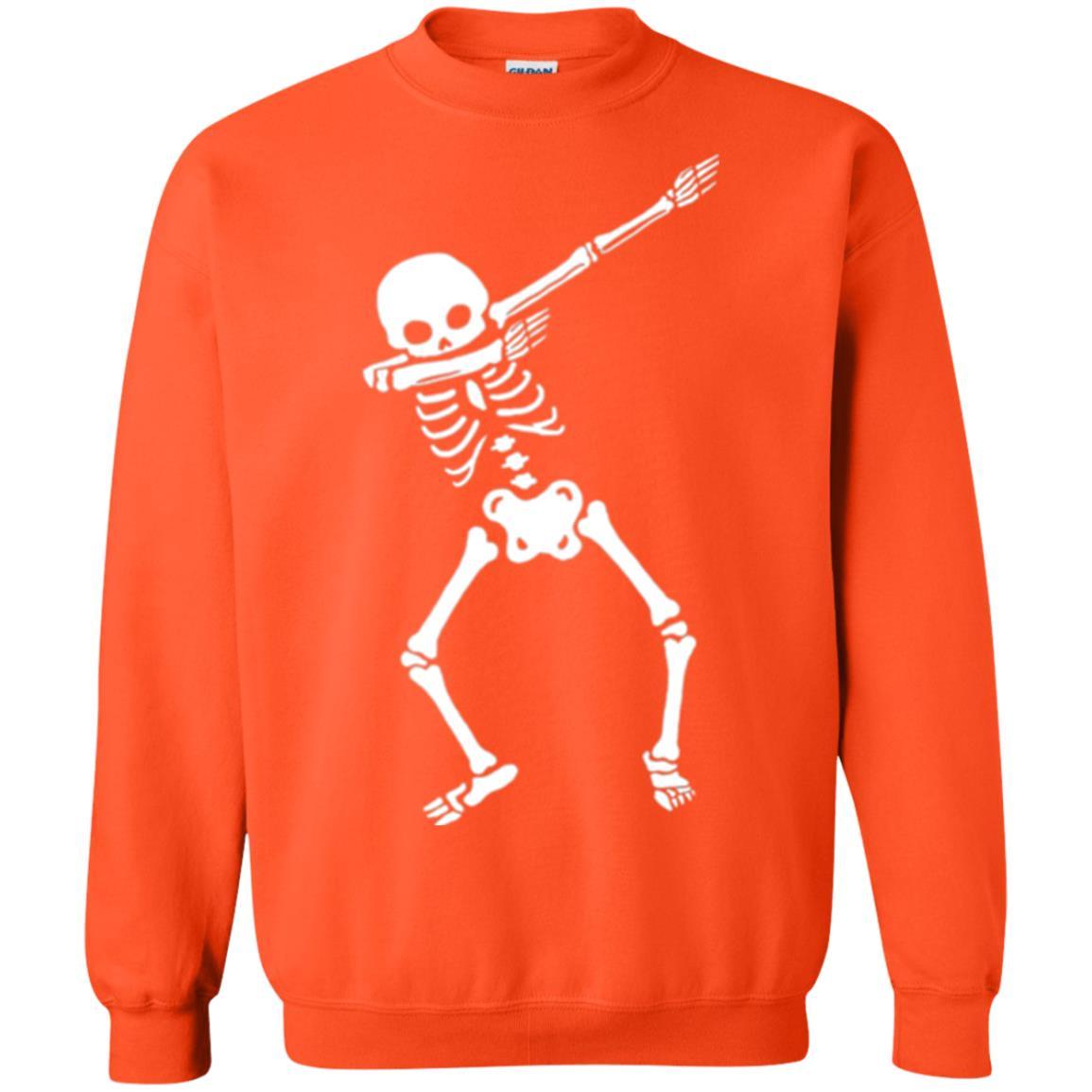 Funny Halloween T-shirt Dabbing Skeleton Orange