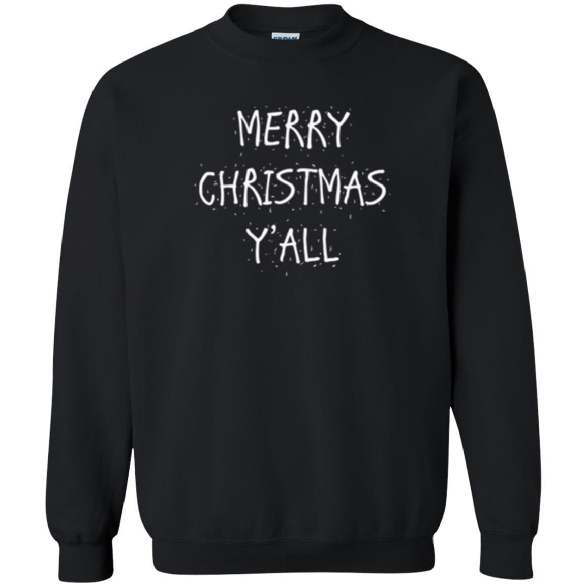 Christmas T-shirt Merry Christmas Y'all Black Small