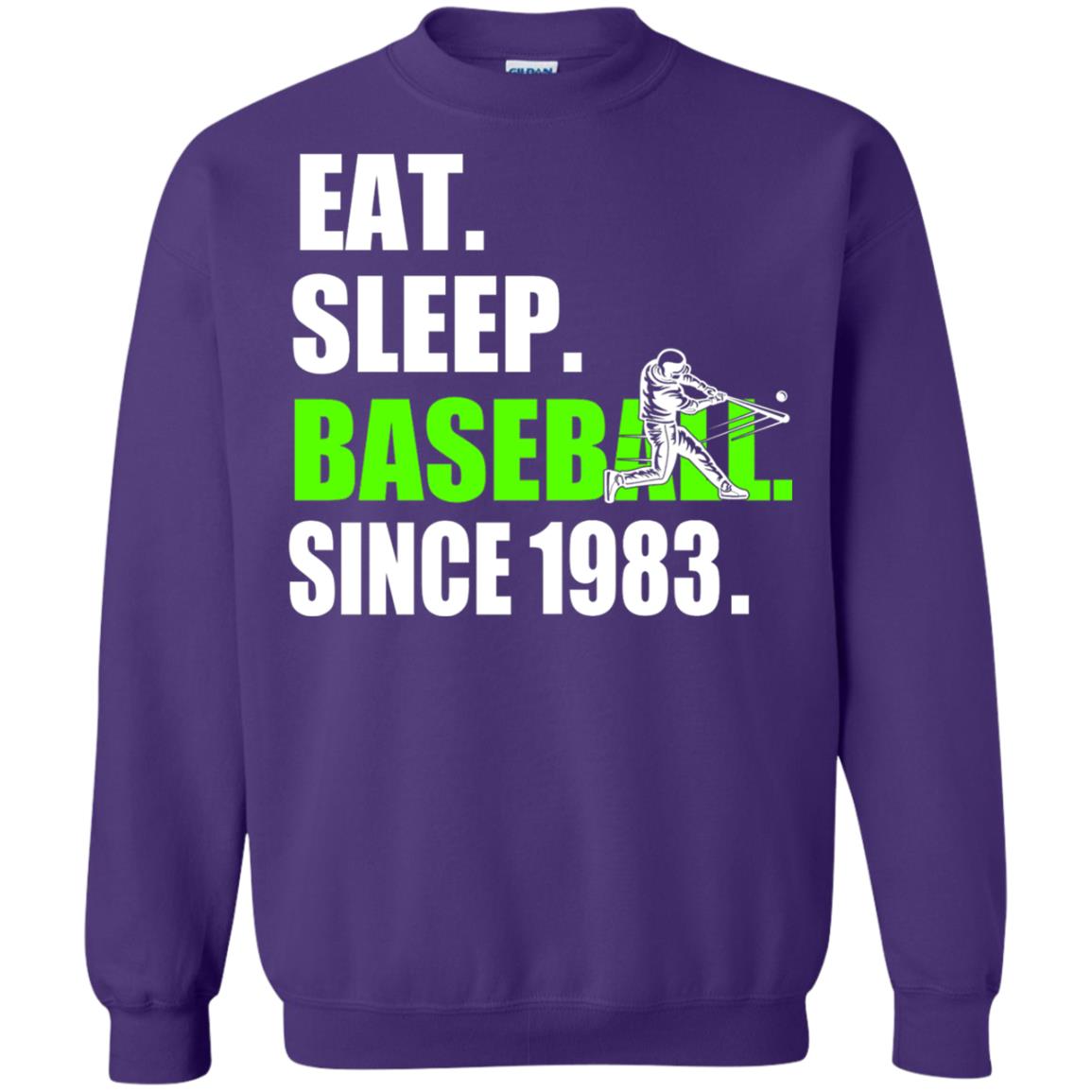 Eat Sleep Baseball Since 1983 35th Birthday Shirt Purple