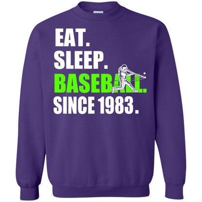 Eat Sleep Baseball Since 1983 35th Birthday Shirt Purple