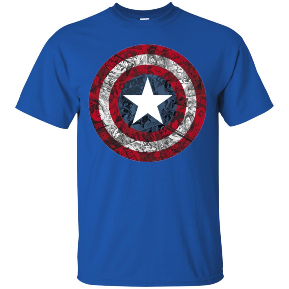 Film T-shirt Captain America Avengers Shield Comic Graphic Royal