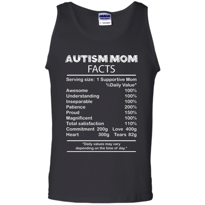 Mom T-Shirt Autism Mom Facts Serving Size 1 Supportive Mom Black