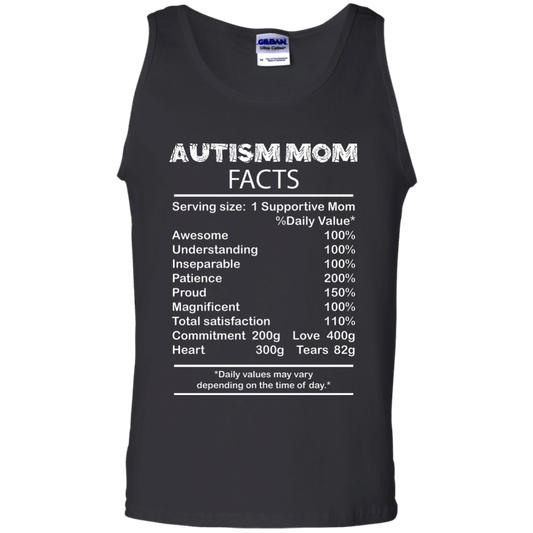 Mom T-Shirt Autism Mom Facts Serving Size 1 Supportive Mom Black