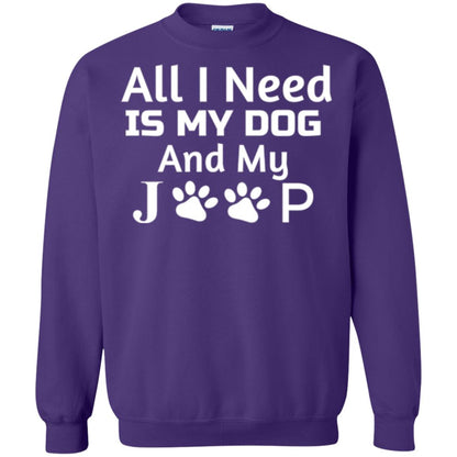 Dogs Lover T-shirt All I Need Is My Dog And My Jeep Purple