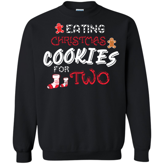 Christmas T-shirt Eating Christmas Cookies For Two Black