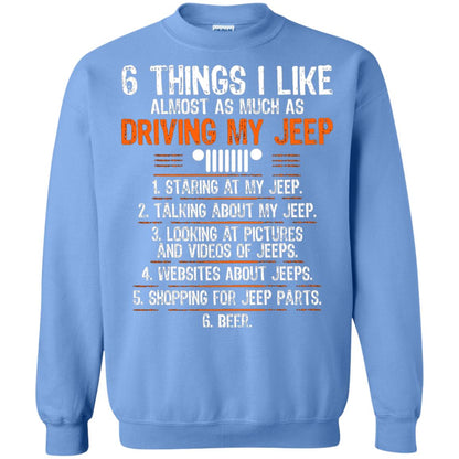 Funny Off Road Driving T-shirt 6 Things I Like Almost As Much As Carolina Blue
