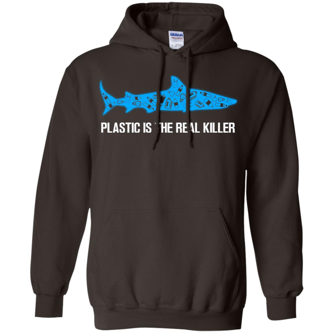 Plastic Is The Real Killer Save Ocean Shark Shirt Dark Chocolate