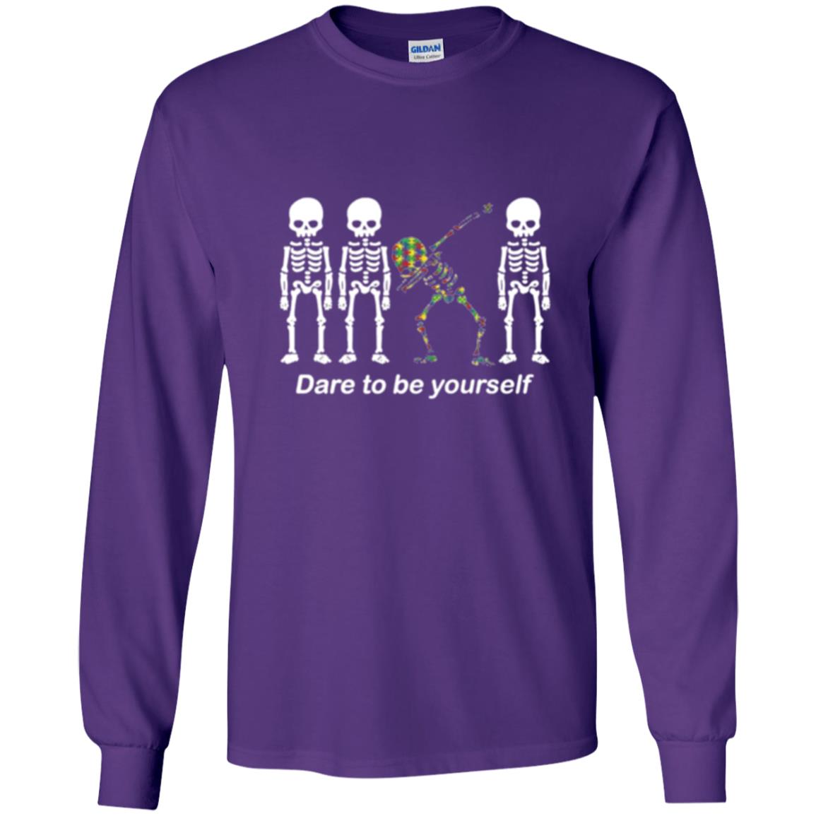 Dabbing T-shirt Dabbing Skeleton Dare To Be Yourself Purple