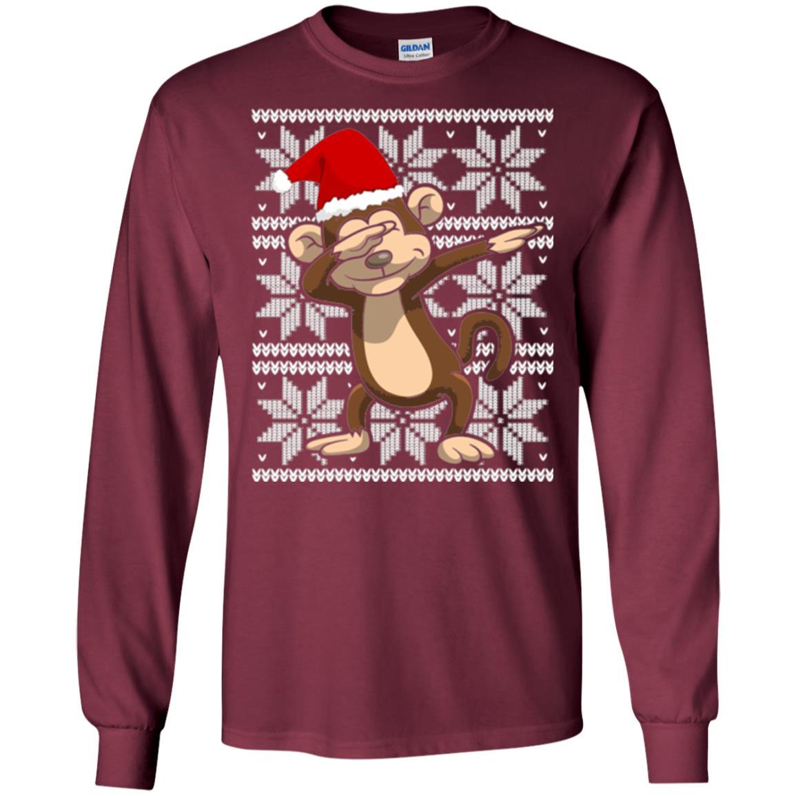 Christmas T-shirt Dabbing Monkey Maroon