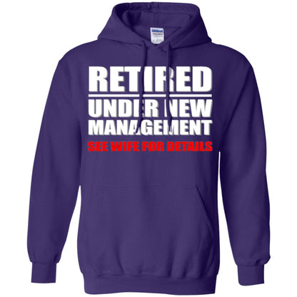 Funny Retirement T-shirt Retired Under New Management Purple