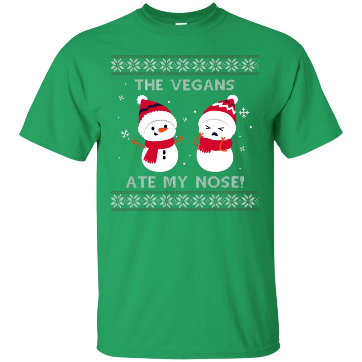 The Vegans Ate My Nose Funny Snowman Saying X-mas Gift Shirt Irish Green