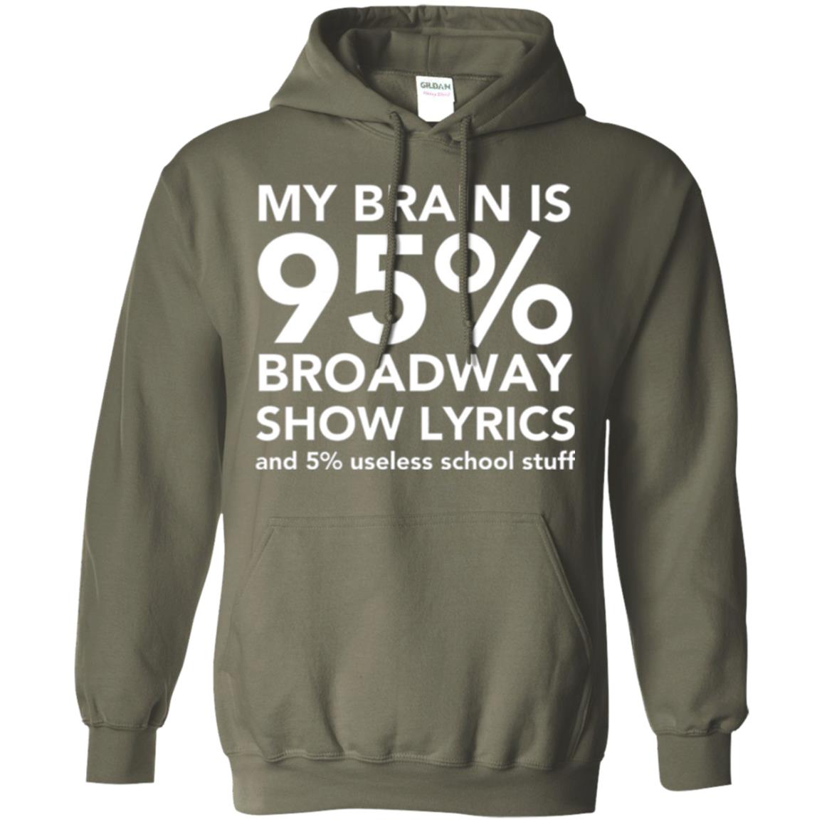 Musical T-shirt My Brain Is 95_ Broadway Show Lyrics And 5_ Useless School Stuff Military Green