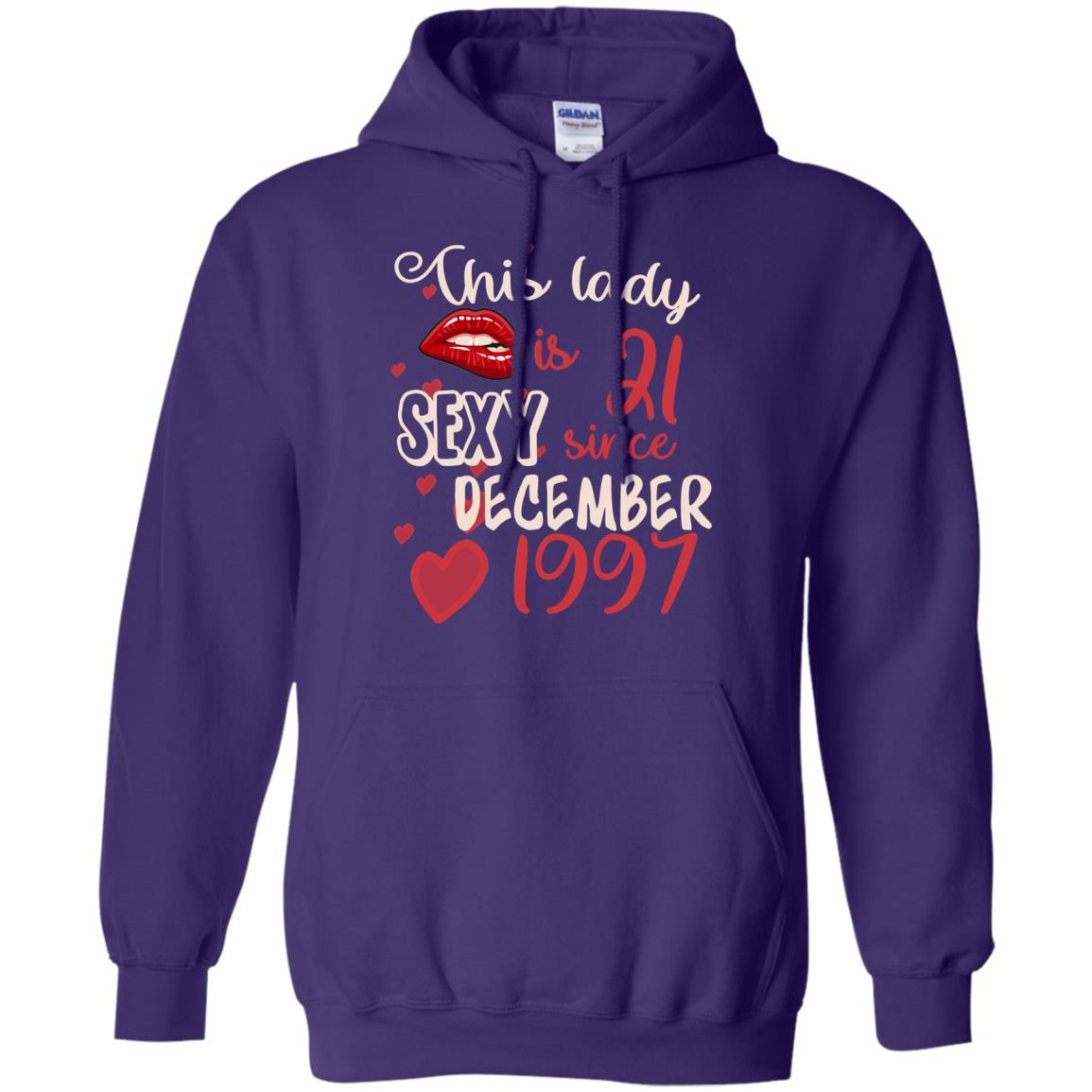 This Lady Is 21 Sexy Since December 1997 21st Birthday Shirt For December Womens Purple