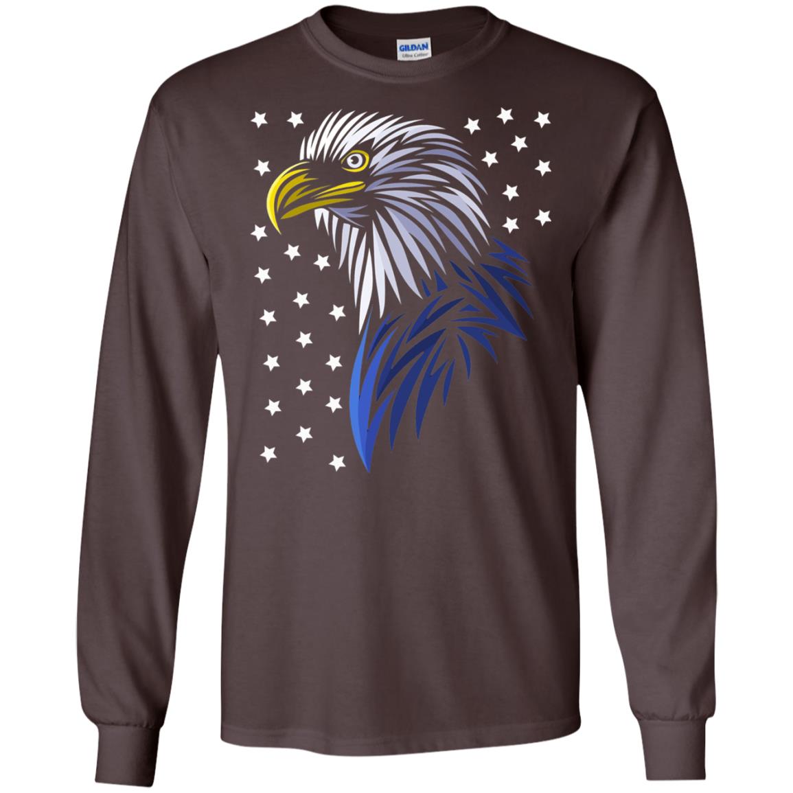 Usa Eagle Flag Stars T-shirt Tribal Style T-shirt Dark Chocolate