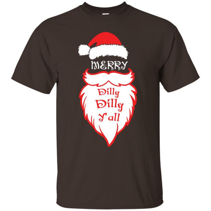 Christmas T-shirt Merry Dilly Dilly Y'all Dark Chocolate