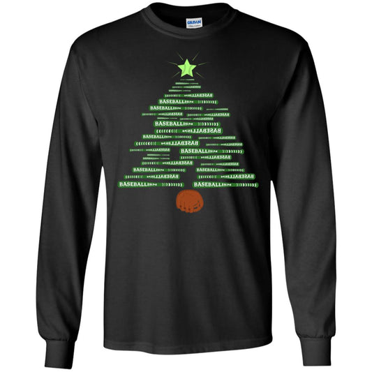 Baseballism Christmas Tree Gift Shirt Black