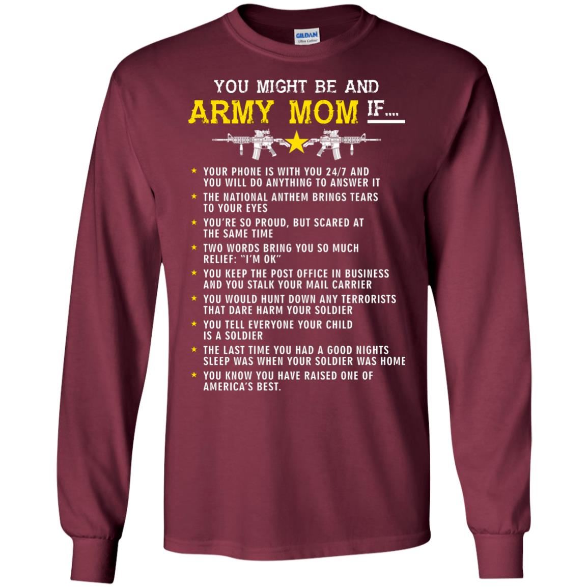 Veteran T-shirt You Might Be An Army Mom If Maroon