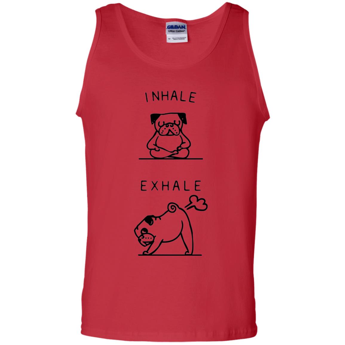 Huebucket T-shirt Inhale Exhale Pug T-shirt Red