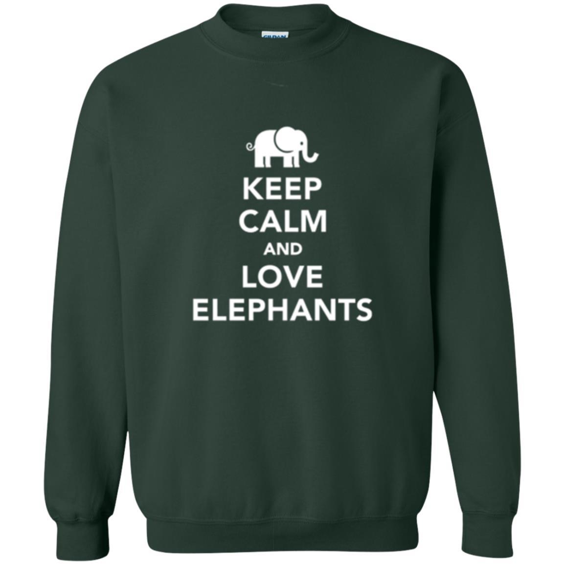 Elephant Lover T-shirt Keep Calm And Love Elephants T-shirt Forest Green