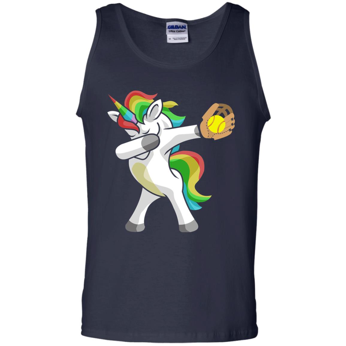 Dabbing Unicorn Softball T-shirt Funny Dabbing Navy