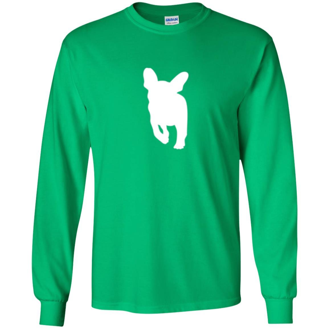 French Bulldog T-shirt White Silhouette Of Puppy Irish Green