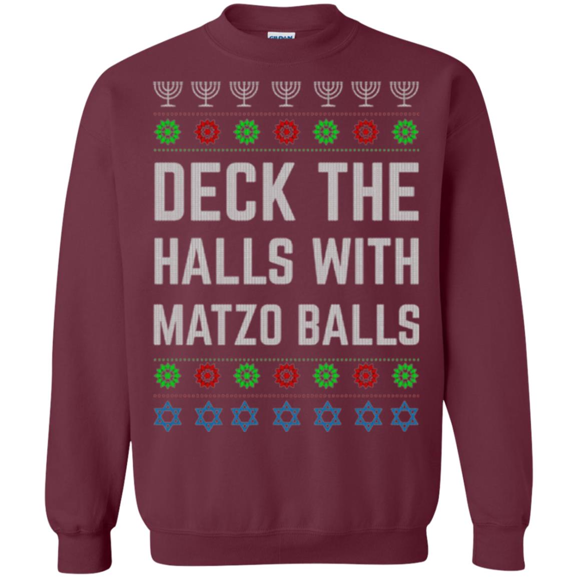 Christmas T-shirt Deck The Halls With Matzo Balls Maroon