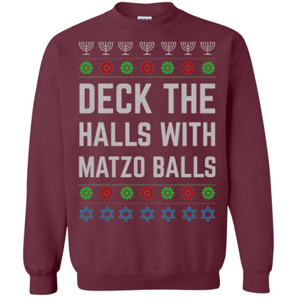 Christmas T-shirt Deck The Halls With Matzo Balls Maroon