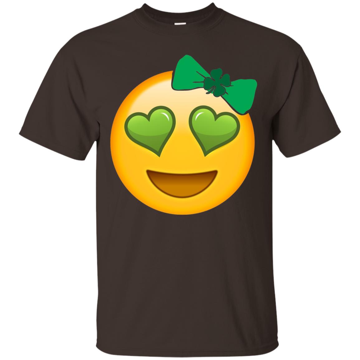 Emoji Green Heart Eyes Bow Saint Patricks Day Shirt For Girls Dark Chocolate