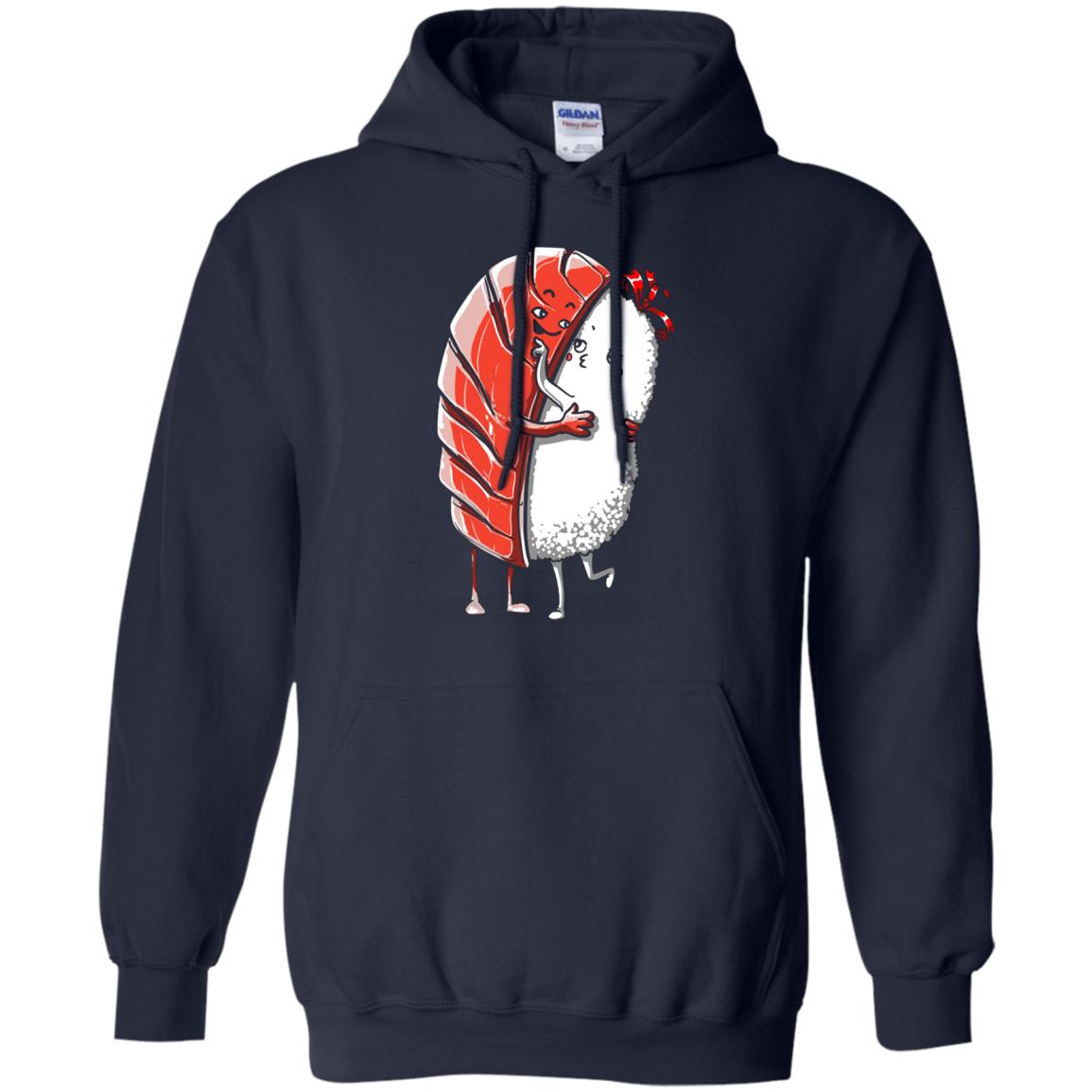 Sushi Lover T-shirt Salmon Sashimi Sushi Hug Love Navy