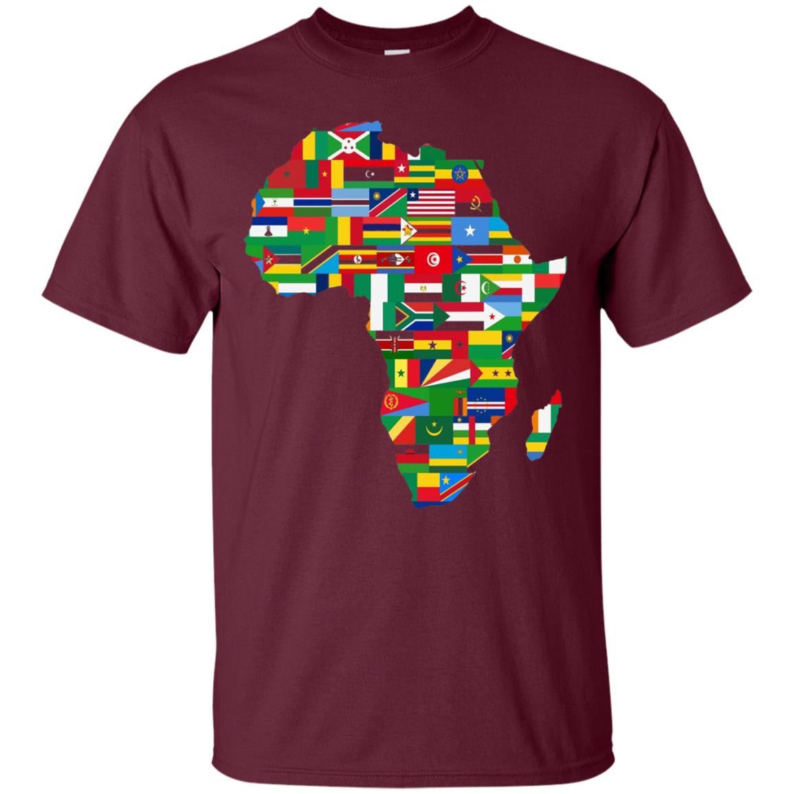 Proud African Country Flags Continent Love Proud African American T-shirt Maroon