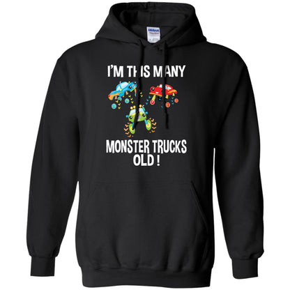 Birthday 3th Shirt Im This Many Monster Trucks Old Black