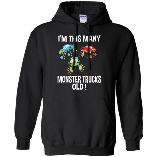 Birthday 3th Shirt Im This Many Monster Trucks Old Black