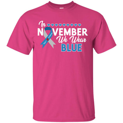 In November We Wear Blue Diabetes Awareness Type 1 Shirt Heliconia