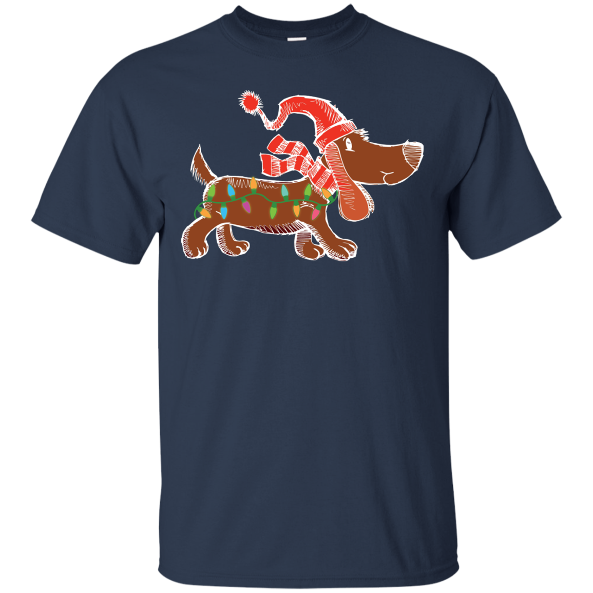 Dog Lover T-Shirt Christmas Lights Labrador Retriever Dog Lover Navy