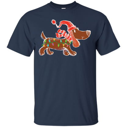 Dog Lover T-Shirt Christmas Lights Labrador Retriever Dog Lover Navy
