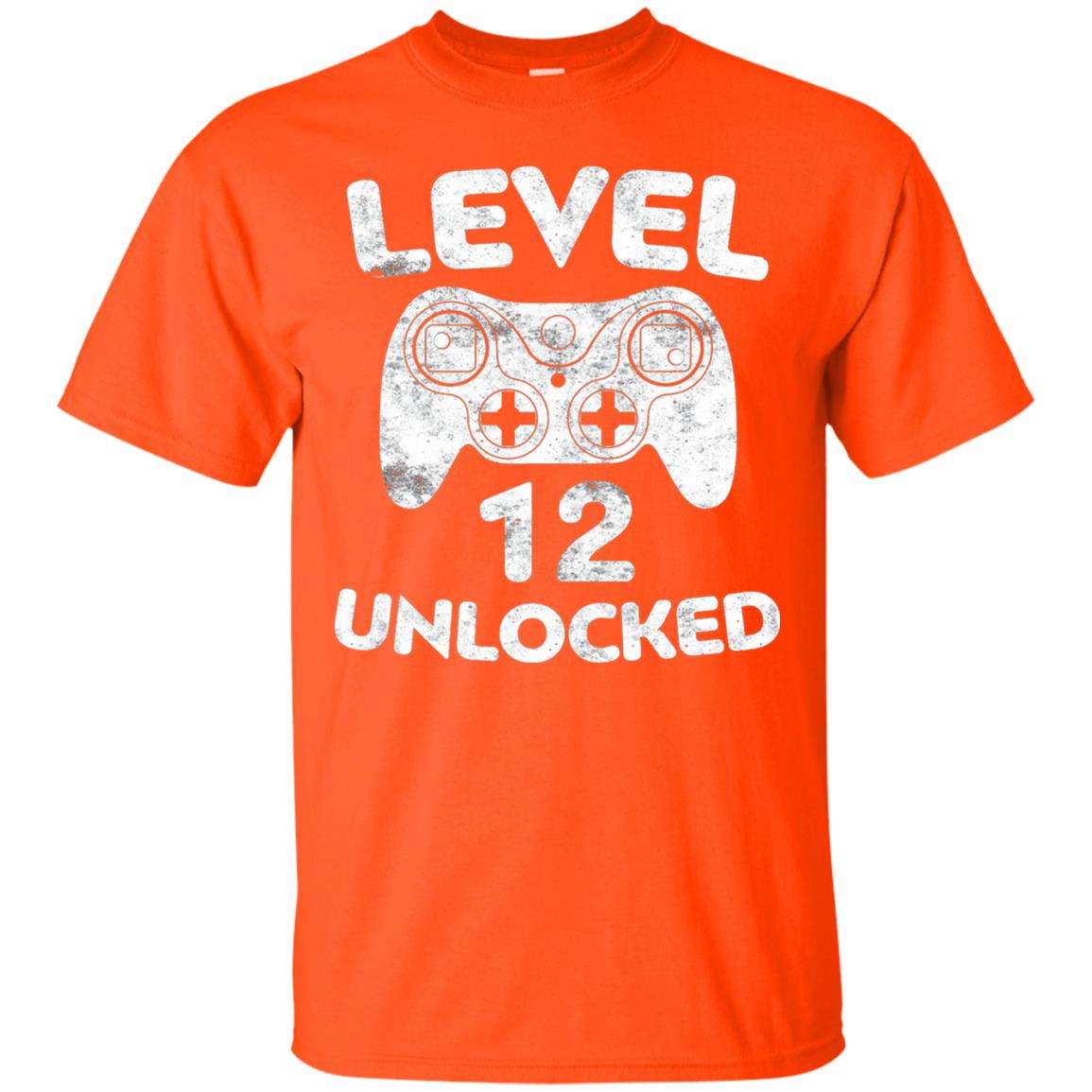 Level 12 Unlocked 12th Video Gamer Birthday Shirt Orange