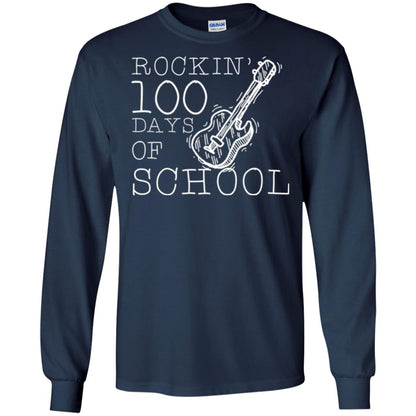 Rockin_ 100 Days Of School Teachers Students T-shirt Navy