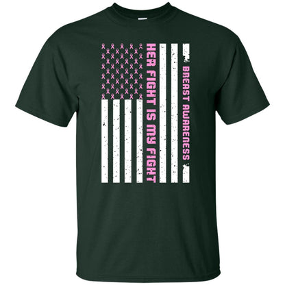 Breast Awareness His Fight Is My Fight Pink Ribbon Stars Flag Of Usa Shirt Forest