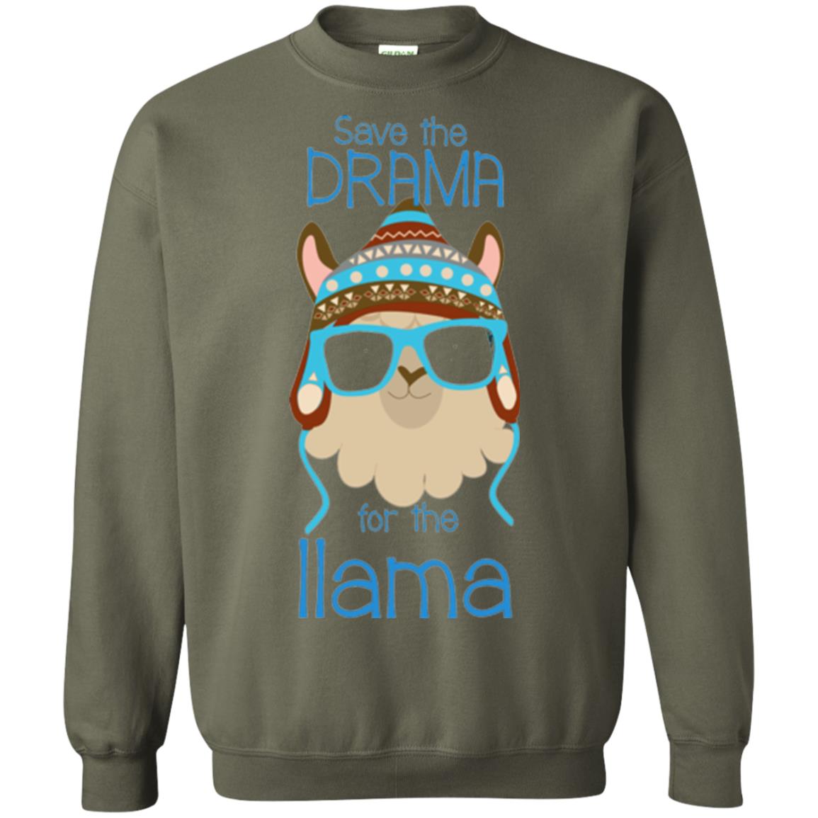 Llama Lovers T-shirt Save The Drama For The Llama Military Green