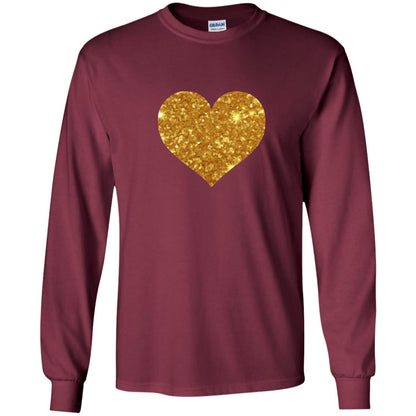 Valentine_s Day T-shirt Gold Heart Maroon