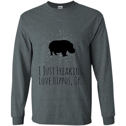 Hippos Lover T-shirt I Just Freaking Love Hippos Ok Dark Heather