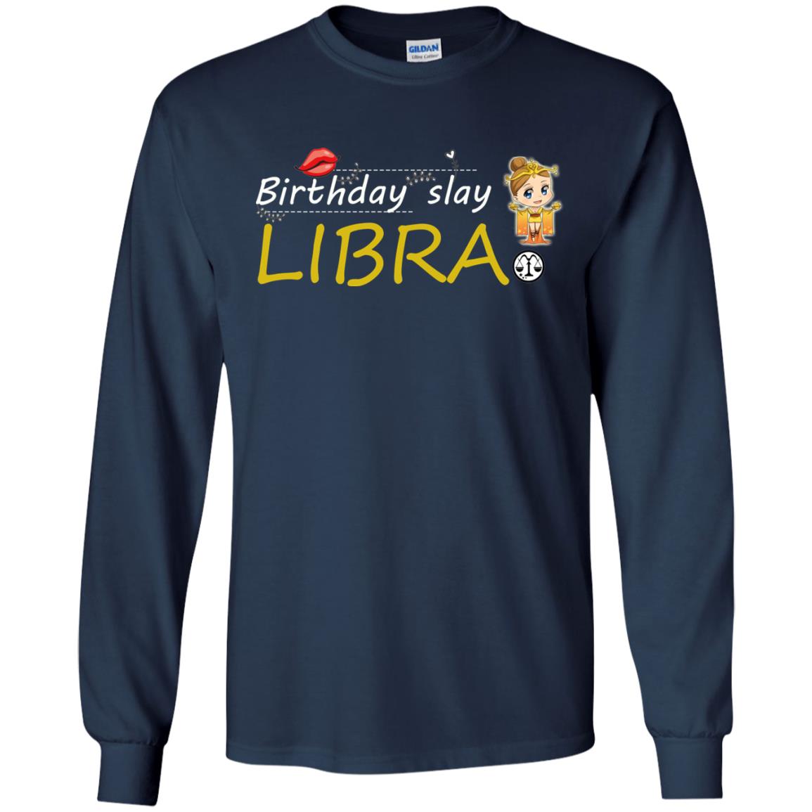Cute Libra Girl Birthday Lip Slay T-shirt Navy