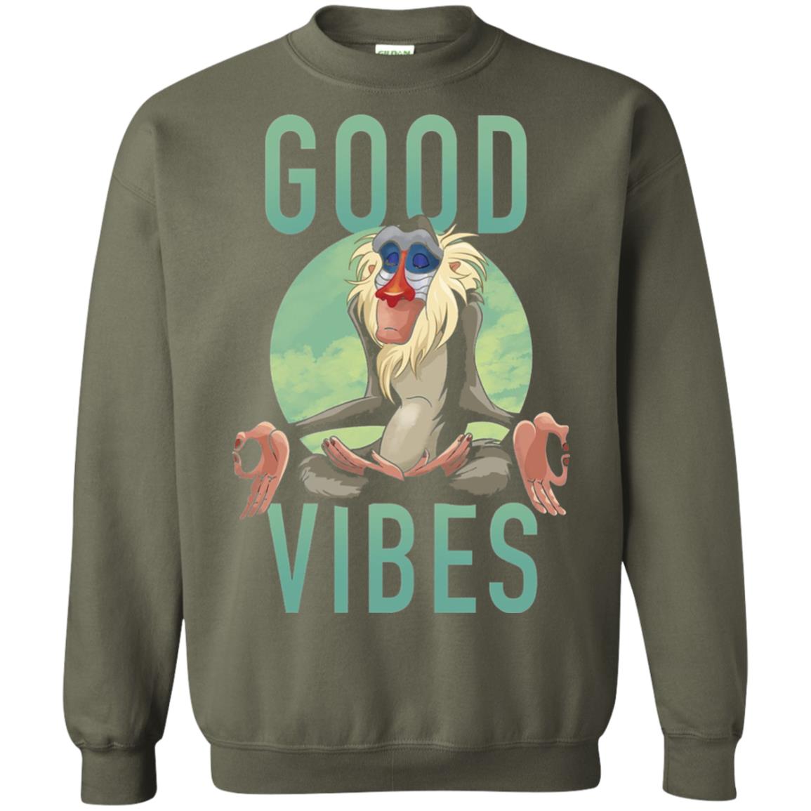 Disney Lion King Rafiki Meditate Good Vibes Graphic T-shirt Military Green