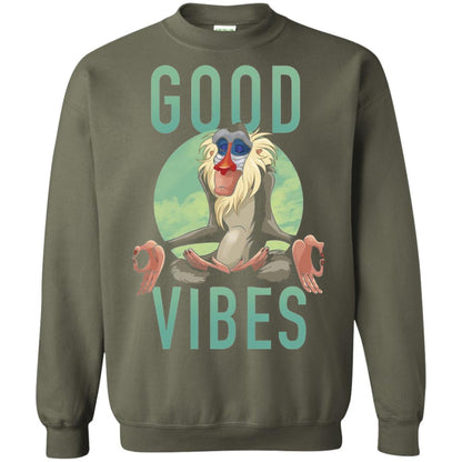 Disney Lion King Rafiki Meditate Good Vibes Graphic T-shirt Military Green