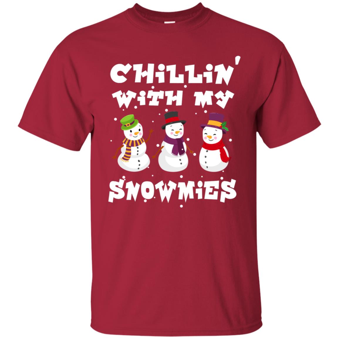 Chillin' With My Snowmie Snowman X-mas Gift Shirt For Mens Womens Kids Cardinal