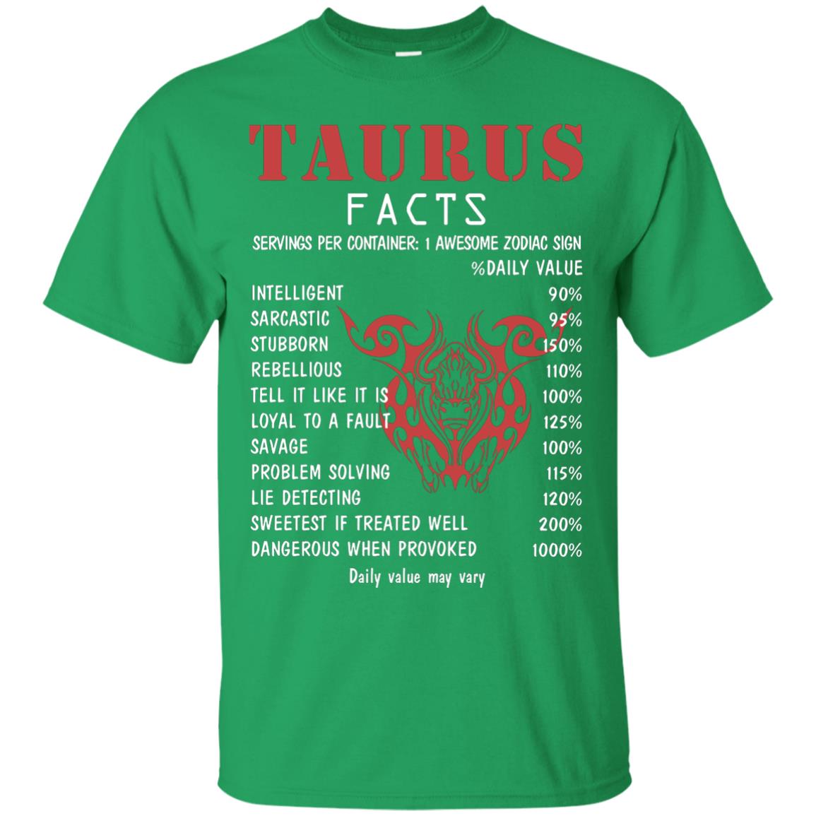 Taurus Facts 1 Awesome Zodiac Sign Gift Shirt For Taurus Horoscope Irish Green