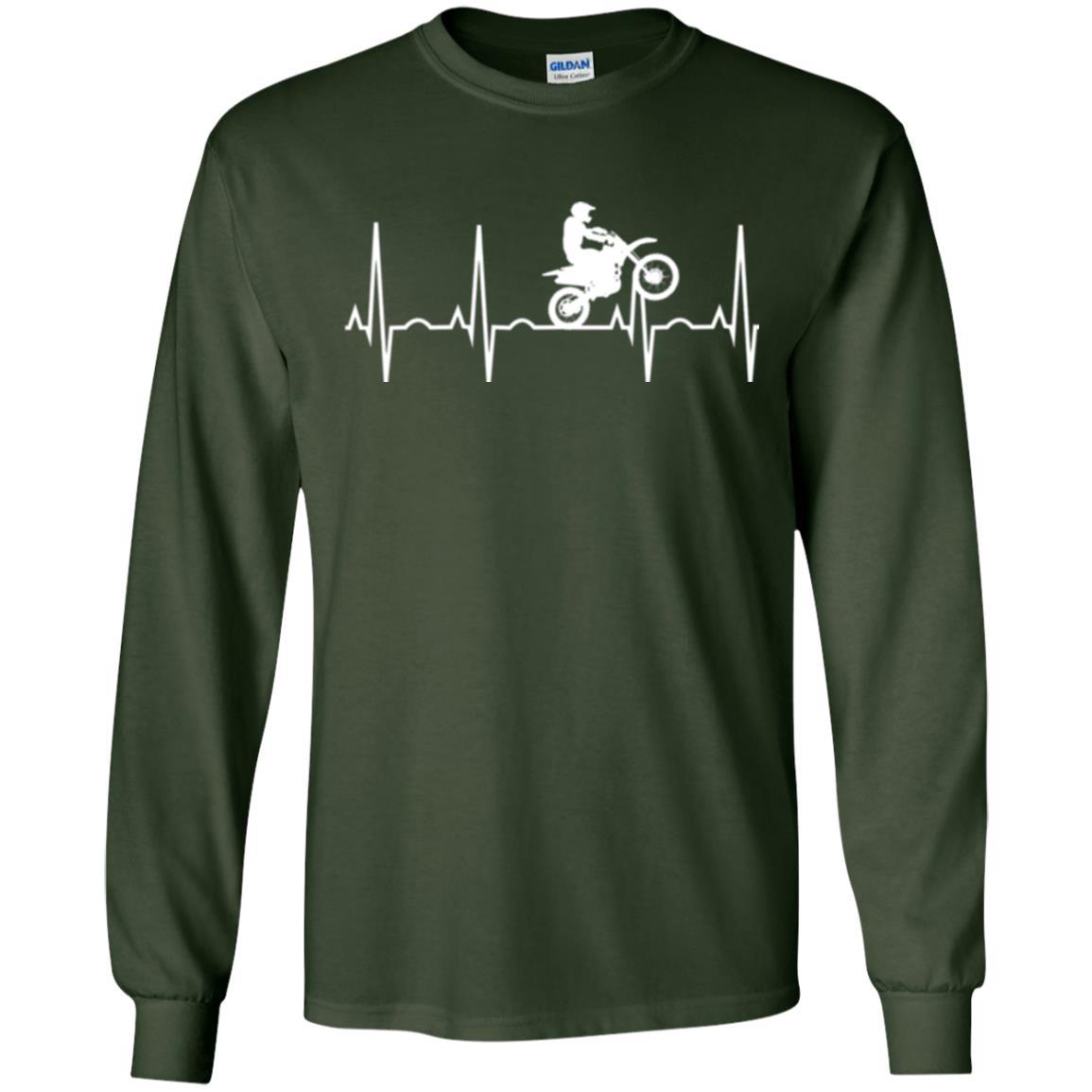 Dirt Bike Rider T-shirt Dirt Bike Heartbeat T-shirt Forest Green