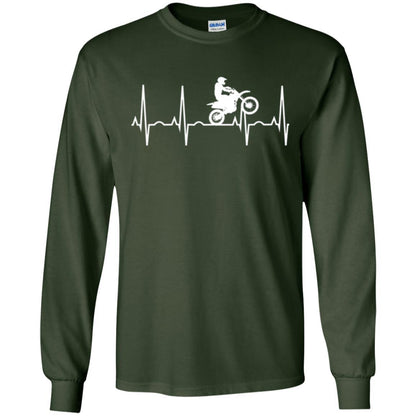 Dirt Bike Rider T-shirt Dirt Bike Heartbeat T-shirt Forest Green