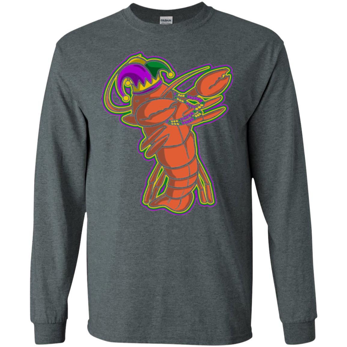 Dabbing Mardi Gras Crawfish T-shirt Mardi Gras Gift Shirt Dark Heather